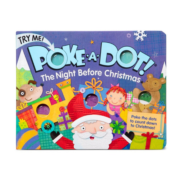 Interactive board book featuring popping buttons that promote learning and festive fun for toddlers during Christmas Eve.