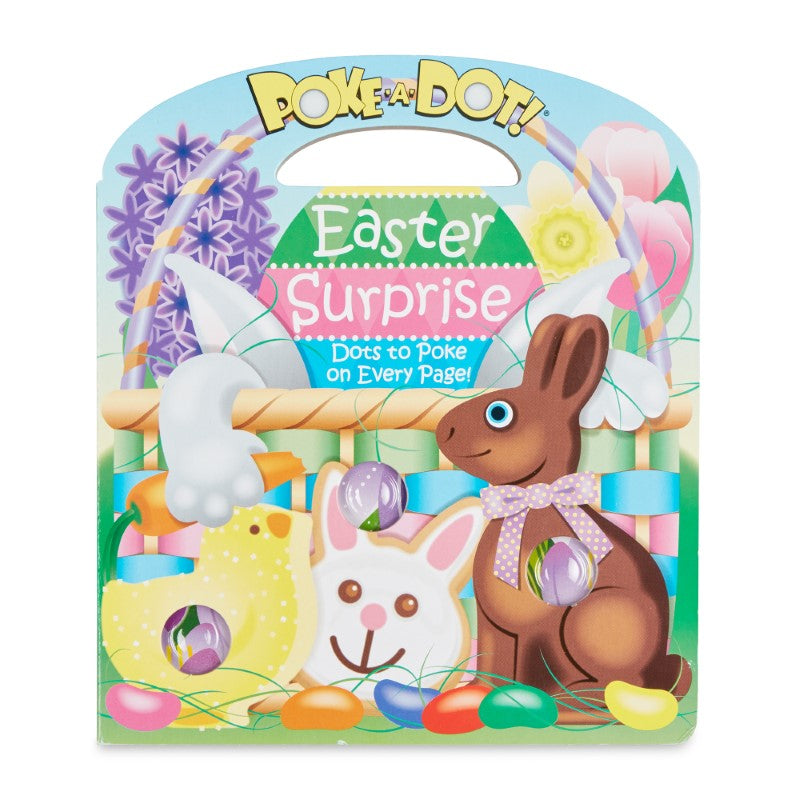 Interactive board book with vibrant Easter illustrations, featuring pop-a-dot sounds for tactile learning fun.