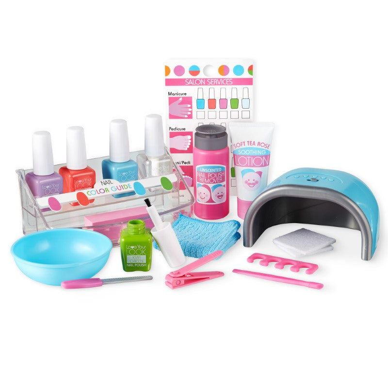 "Colorful 20-piece nail care play set for imaginative pretend manicures, designed for mess-free fun and skill development."