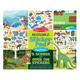 Colorful reusable sticker pad featuring diverse habitats for creative storytelling and imaginative play by Melissa & Doug.