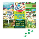 Reusable sticker pad featuring diverse habitats and over 150 repositionable stickers for creative storytelling and play.