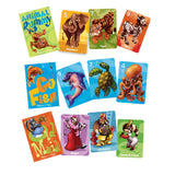 Classic Card Game Set featuring jumbo-sized cards for Old Maid, Go Fish, and Animal Rummy with colorful animal illustrations.