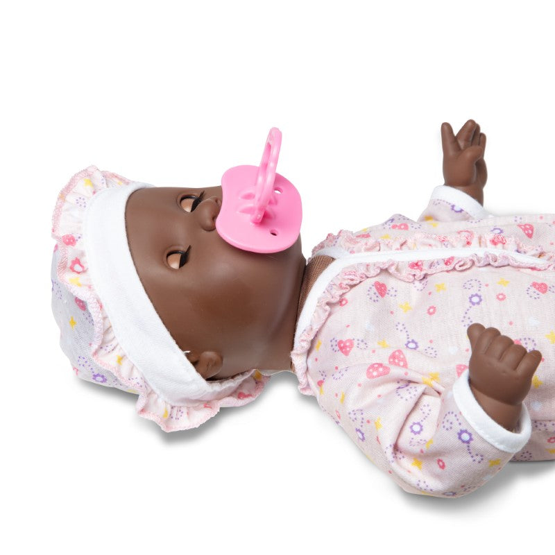 12-inch Gabrielle doll with dark skin, molded hair, and brown eyes; perfect for nurturing play and developing empathy.