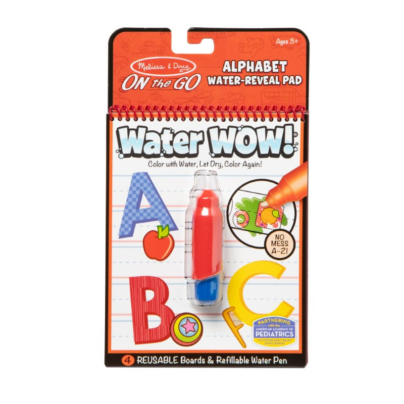 "Children's Water Wow! Alphabet activity book featuring reusable pages and a chunky water pen for fun letter tracing."