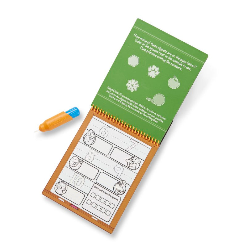 Water Wow! - Numbers from Melissa & Doug: Interactive activity book with reusable pages and refillable water pen for learning numbers.