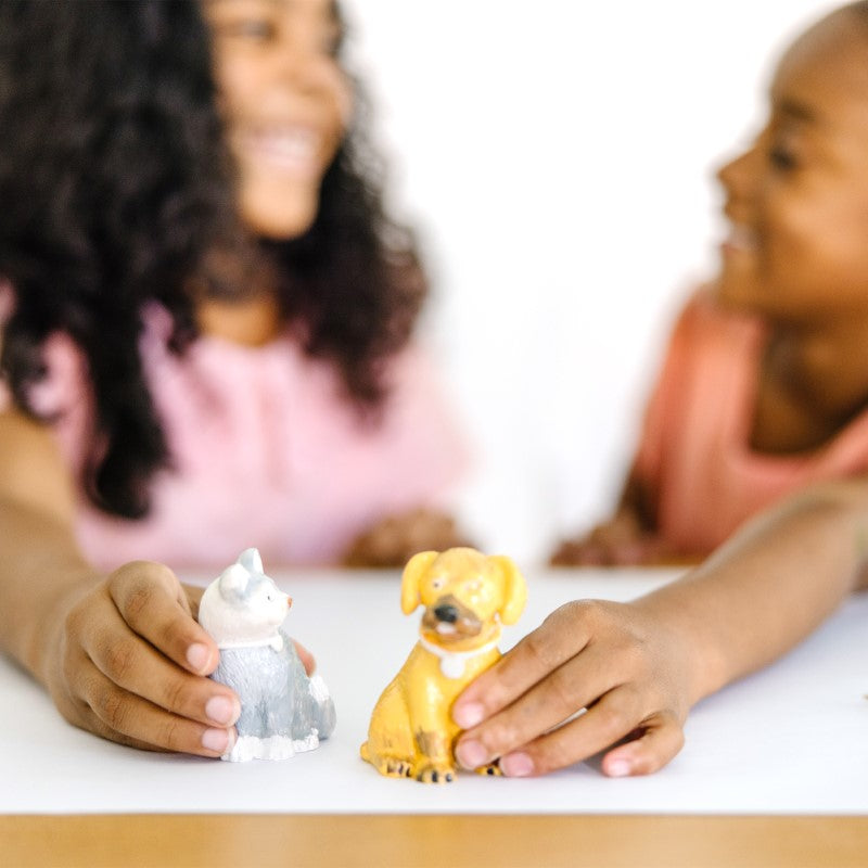 Melissa & Doug Pet Figurines set features two solid resin pets ready for kids to paint and personalize with vibrant non-toxic paints.