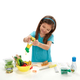 Colorful 52-piece salad play set from Melissa & Doug featuring wooden vegetables, felt greens, and fun interactive accessories.