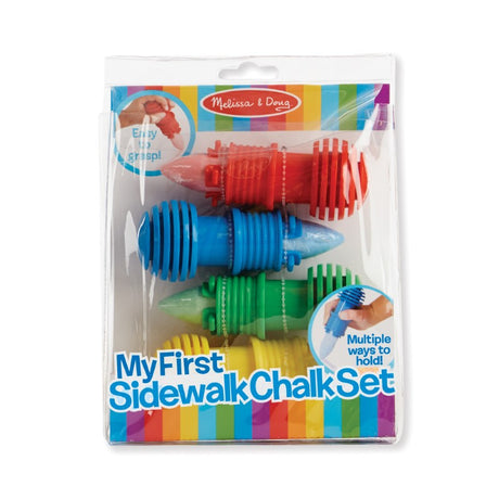 Colorful sidewalk chalk set for toddlers with adjustable holders, promoting creativity and fine motor skills in outdoor play.