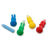 Vibrant chalk set for toddlers with adjustable holders, enhancing grip and keeping hands clean during outdoor creativity.