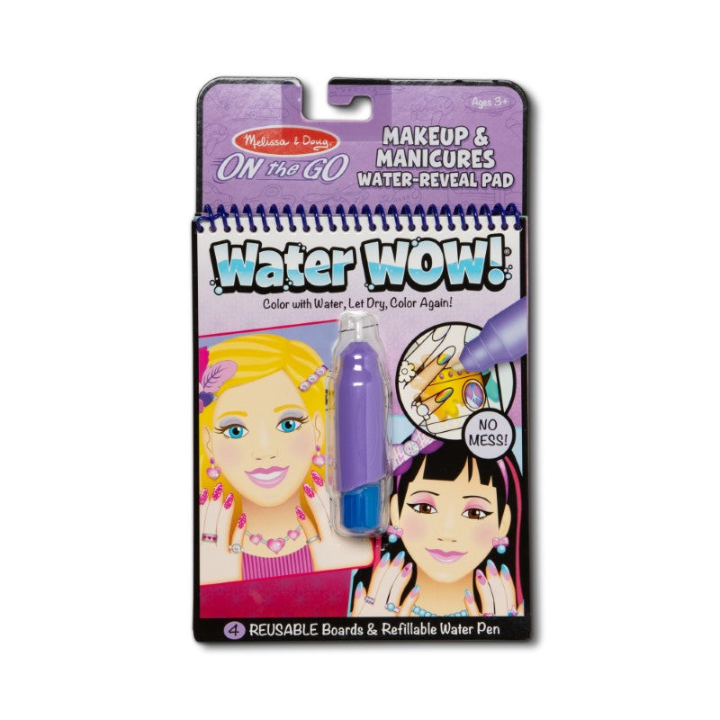 Water Wow! Makeup & Manicures Colouring Book by Melissa & Doug, featuring refillable pages and a water pen for mess-free creative fun.