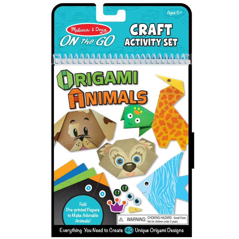 Colorful origami activity set featuring 40 animal crafts, perfect for kids 6+ to enhance creativity and motor skills.