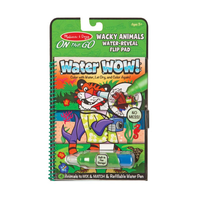 Mess-free coloring book featuring whimsical animal designs with a refillable water pen, ideal for kids' creative play.