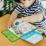 Coloring book featuring reusable pages and a water pen, allowing kids to create and erase colorful animal designs mess-free.