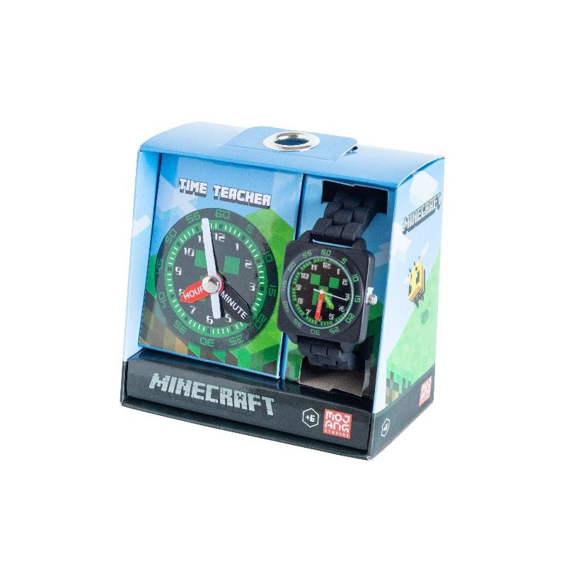 Time Teacher Minecraft Watch featuring a colorful dial, rubber strap, and hour-minute labels for easy time learning.