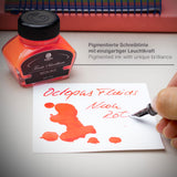 Fluorescent neon red highlighter ink in a 30ml bottle, ideal for vibrant marking, calligraphy, and versatile artistic projects.