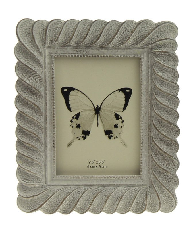 Twist Pattern Taupe Photoframe set of 2, stylish and elegant design for 2.5x3.5 inch photos, ideal for home decor.