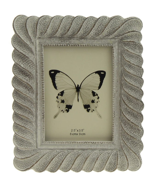 Twist Pattern Taupe Photoframe set of 2, stylish and elegant design for 2.5x3.5 inch photos, ideal for home decor.