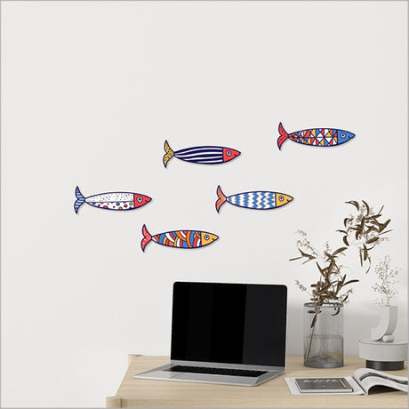 Vibrant Kiwiana wall art set featuring five colorful fish on durable ACM, ideal for indoor/outdoor decor.