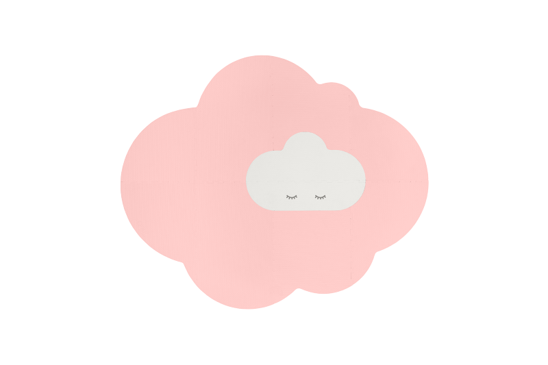 Blush rose kids' playmat with cloud motif, 12mm EVA foam, non-toxic, water-resistant, 145 x 90cm, perfect for safe play and tummy time.