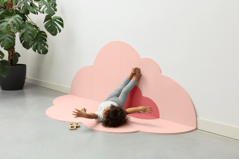 Blush Rose playmat featuring cloud motif, made from 12mm EVA foam for safe, soft playtime, perfect for babies and toddlers.