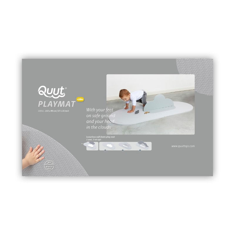 Luxurious Pearl Grey playmat by Quut, crafted from EVA foam for safe, versatile play with three adaptable configurations.