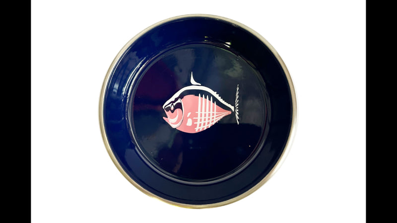 Bright blue stainless steel cat dish with a rubber base, 190mL capacity, stylish and dishwasher-safe for easy cleanup.