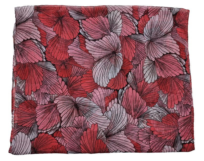 Vibrant red Petals With Lines scarves, set of 2, 45x160 cm, featuring elegant fringes and a chic floral design.