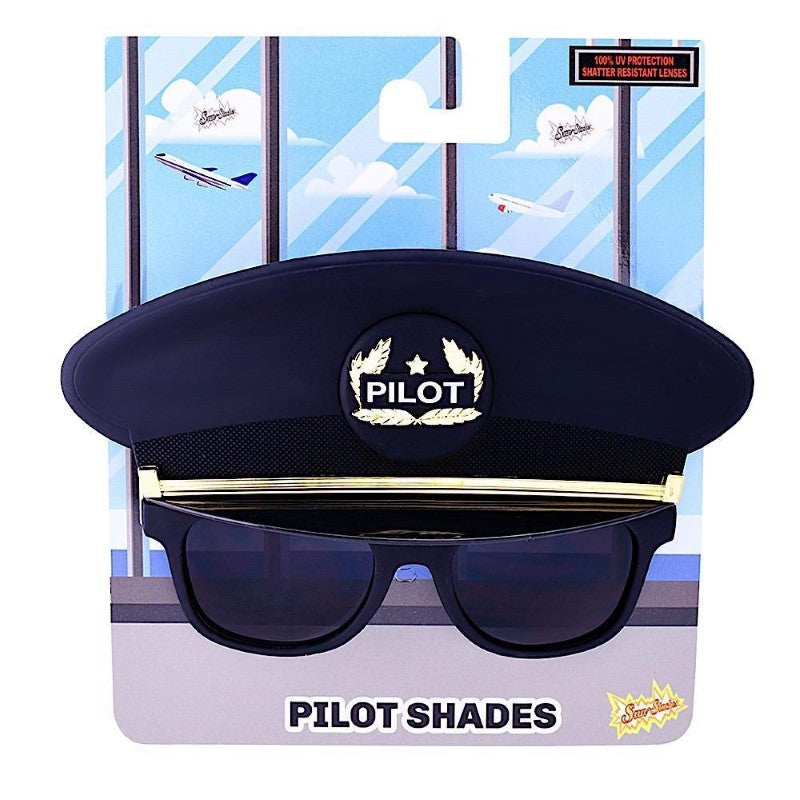 Kids Sunglasses - Big Characters Black Cap Pilot Sun-Staches