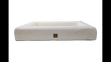 Cream Boucle Orthopedic Dog Bed, 100x65cm, with bolstered walls and waterproof inner for ultimate comfort and support.