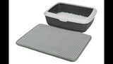 Non-slip Cat Litter Tray Sieve Mat (40x55cm) traps litter and prevents mess; easy to clean with innovative two-layer design.