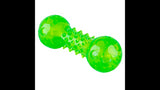 Durable TPR dog toy barbell with squeaker, perfect for fetch and promoting healthy chewing habits.