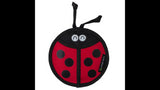 Durable fire hose dog toy in a vibrant ladybug design with squeakers, perfect for outdoor play and fun interactions.