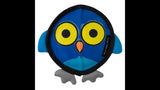 Durable fire hose dog toy in the shape of an owl, designed for tugging, fetching, and chewing, with built-in squeakers.