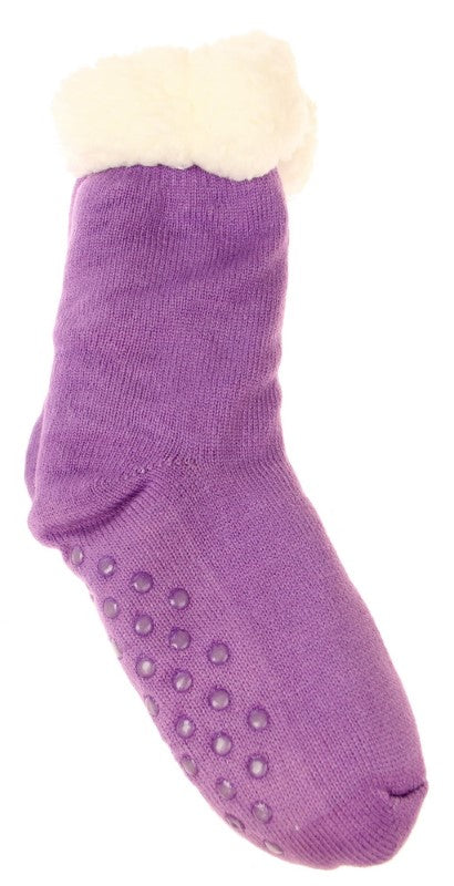 Soft lavender fleece socks in a set of 2, measuring 27cm, perfect for warmth and coziness on chilly days.