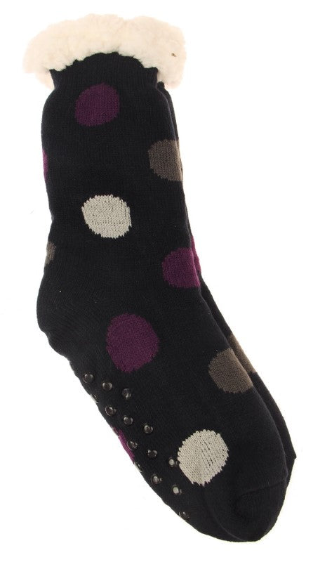 Cozy Spots Fleece Socks set of 2 in soft polyester, featuring a playful spotted design for warmth and comfort.
