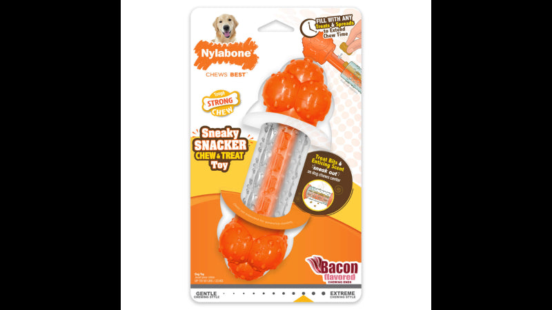 Giant chew toy for strong dogs, filled with treats, promotes dental health, and features flexible design for extended play.