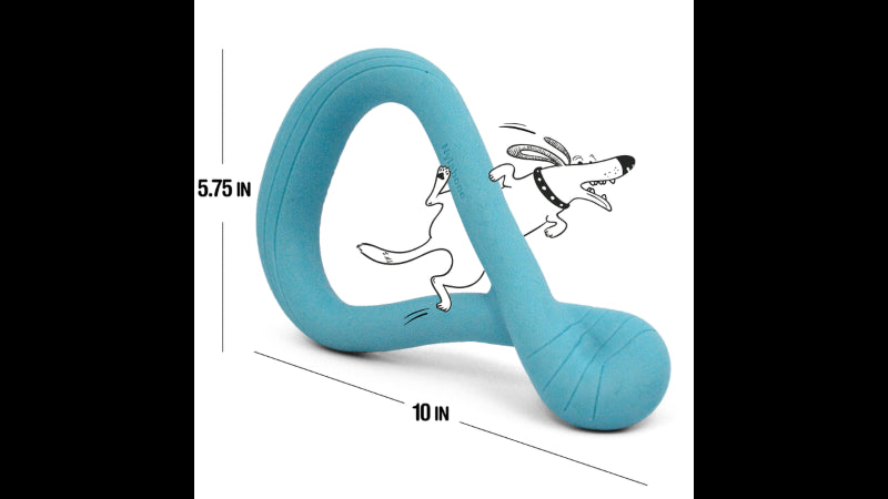 Interactive blue tug toy with a flexible loop design, perfect for creative play and engaging your dog's imagination.