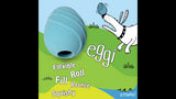 Interactive blue dog toy, the Creative Play Eggi, with treat compartment for engaging play and mental stimulation.