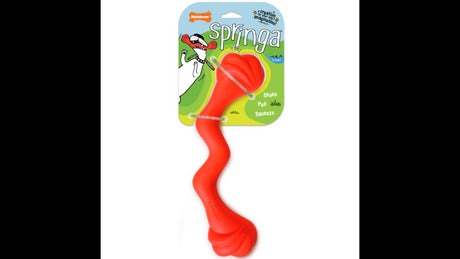 Image of a red Creative Play Springa dog toy, featuring a squishy zig-zag design for interactive play and endless fun.