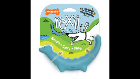 Blue Creative Play Rexii small dog toy, designed for interactive play with flexible, lightweight, and floatable features.