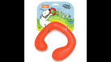 Vibrant red C-Shuu dog toy, flexible and lightweight, designed for imaginative play in tiny and small dog breeds.