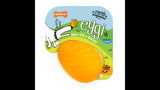 Vibrant orange Creative Play Eggi toy for small dogs, featuring a treat compartment and versatile play options.