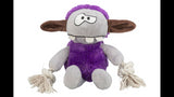 Vibrant purple Monster plush dog toy, 32 cm, durable with squeaker, ideal for tugging, chewing, and cuddling.