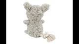 Grey monster plush dog toy, 32 cm, with durable rope interior and squeaker for fun play and cuddling.