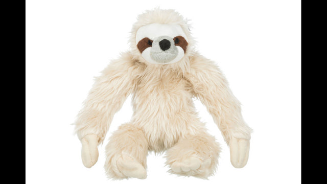 Adorable 35cm sloth plush dog toy with sound feature, perfect for cuddles, playtime, and alleviating pet anxiety.