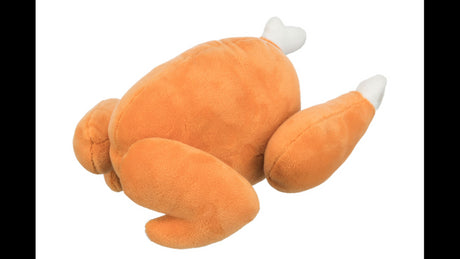 Plush roast chicken dog toy, 26cm, durable polyester with sound feature for fun and cuddly playtime.