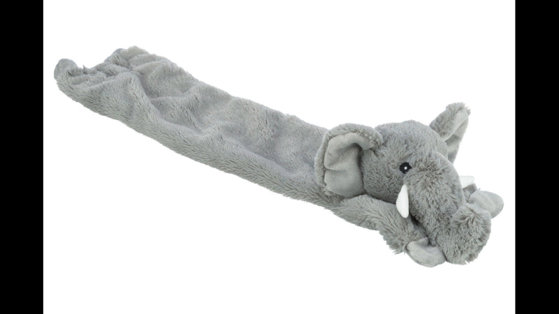 Cuddly 50cm elephant plush dog toy made from 100% recycled materials with rustling foil for engaging play.