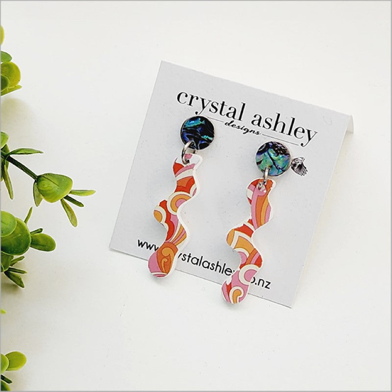 Lightweight drop dangle earrings with vibrant Paua inlays, hypoallergenic design, and unique handcrafted variations.