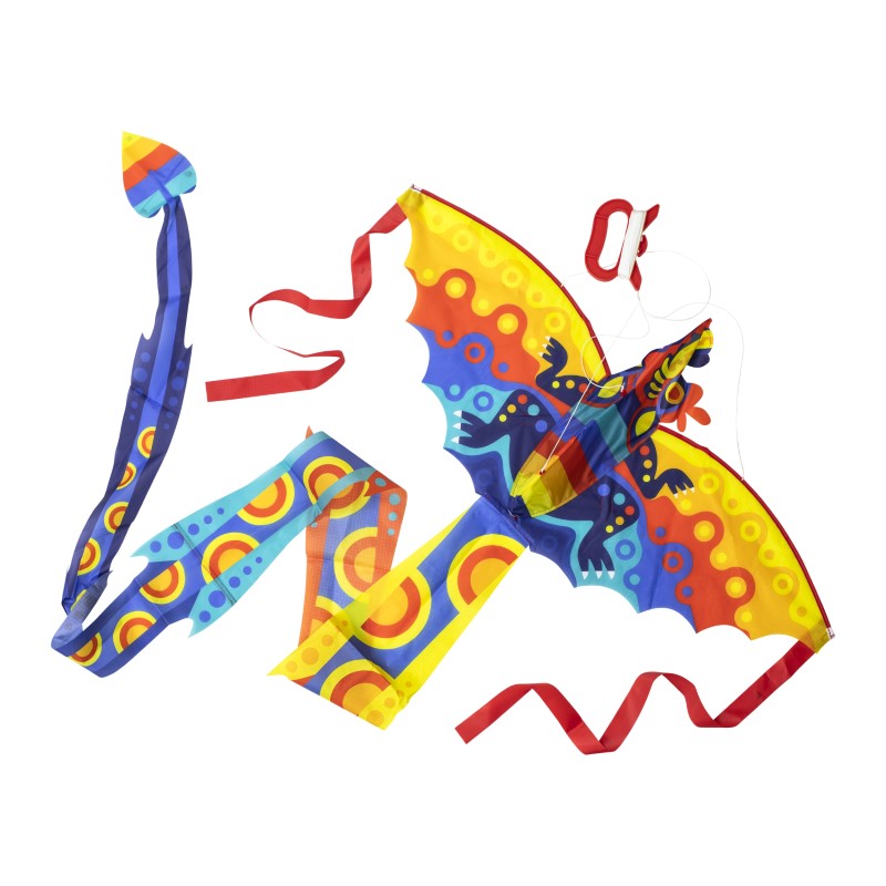 Colorful Dragon Kite by Tiger Tribe featuring a 90cm wingspan, 205cm tail; perfect for kids' outdoor adventures.