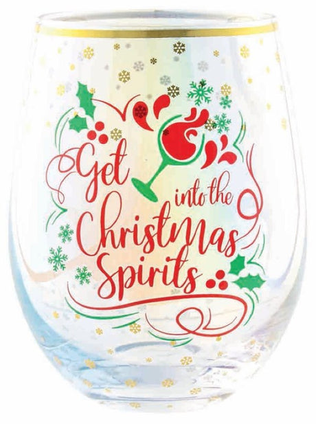 Elegant stemless glass designed for festive drinks, perfect for holiday gatherings and cozy evenings by the fire.